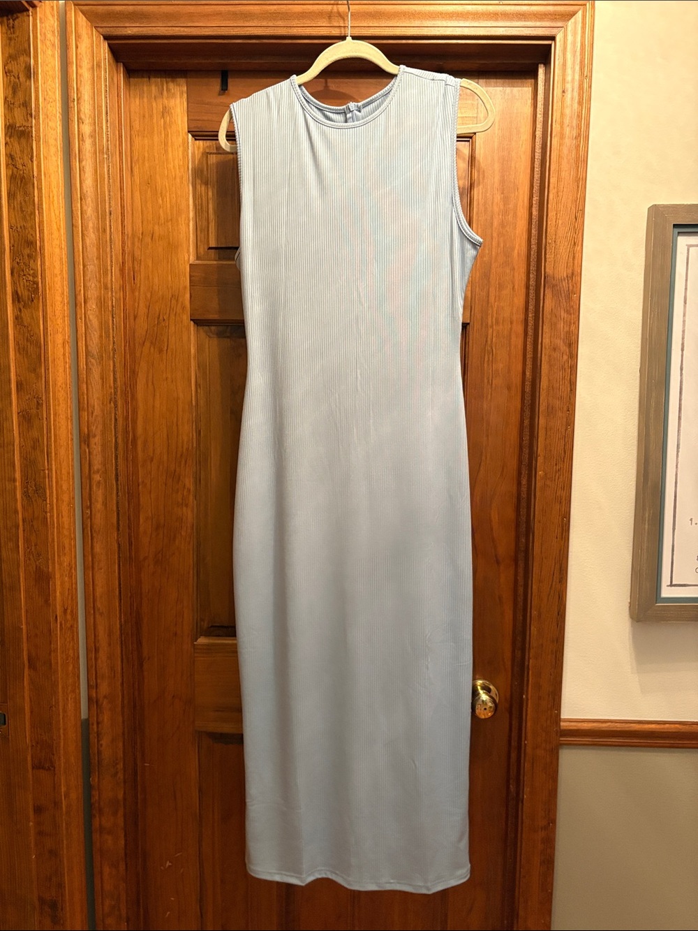 Sleeveless Light Blue Ribbed Maxi Dress NWOT size XL